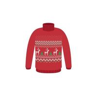 Vector ugly sweaters for Christmas party. Knitted jumpers with winter patterns esp