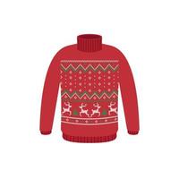 Vector ugly sweaters for Christmas party. Knitted jumpers with winter patterns esp