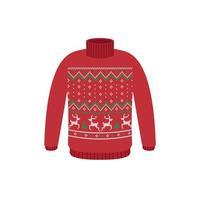 Vector ugly sweaters for Christmas party. Knitted jumpers with winter patterns esp