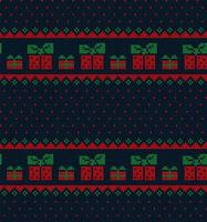 Knitted Christmas and New Year pattern in cow. Wool Knitting Sweater Design. Wallpaper wrapping paper textile print. vector