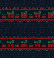 Knitted Christmas and New Year pattern in cow. Wool Knitting Sweater Design. Wallpaper wrapping paper textile print. vector