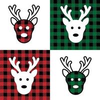 deer pattern at Buffalo Plaid. Festive background for design and print vector