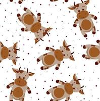 Seamless funny pattern with doodle cartoon cow vector