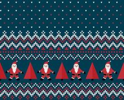 Knitted Christmas and New Year pattern. Wool Knitting Sweater Design. Wallpaper wrapping paper textile print. Eps 10 vector