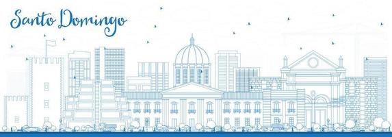 Outline Santo Domingo Skyline with Blue Buildings. vector