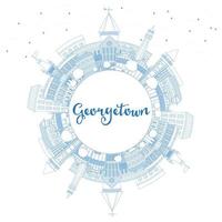 Outline Georgetown Skyline with Blue Buildings and Copy Space. vector