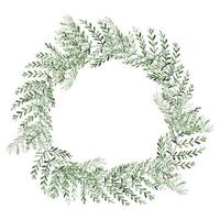 Watercolor Plants Wreath Isolated on White Background. vector