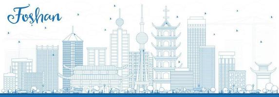 Outline Foshan Skyline with Blue Buildings. vector