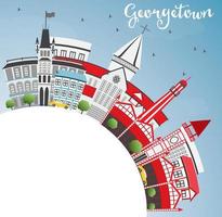 Georgetown Skyline with Gray Buildings, Blue Sky and Copy Space. vector