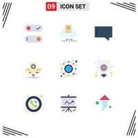 9 Thematic Vector Flat Colors and Editable Symbols of network connection chat scale bulb Editable Vector Design Elements