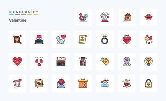 25 Valentine Line Filled Style icon pack vector