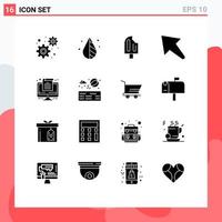 Modern Set of 16 Solid Glyphs and symbols such as office computer cold up arrow Editable Vector Design Elements