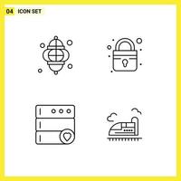 Pictogram Set of 4 Simple Filledline Flat Colors of lantern favorite lamp lock bullet Editable Vector Design Elements