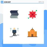 Pack of 4 creative Flat Icons of document arrow chamomile plant success Editable Vector Design Elements