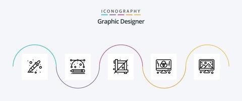 paquete de iconos de línea 5 de diseñador gráfico que incluye creatividad. gráfico. cultivo. desarrollo. computadora vector