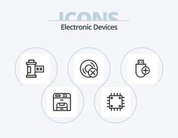 paquete de iconos de línea de dispositivos 5 diseño de iconos. palo. hardware. ordenadores. dispositivos. hardware vector