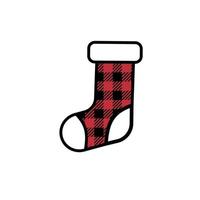 Christmas boot pattern at Buffalo Plaid. Festive background for design and print esp vector