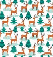 Christmas and New Years seamless pattern in reindeer and fir trees esp 10 vector