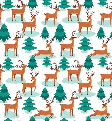 Christmas and New Years seamless pattern in reindeer and fir trees esp 10