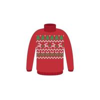 Vector ugly sweaters for Christmas party. Knitted jumpers with winter patterns esp