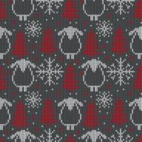 Knitted Christmas and New Year pattern. Wool Knitting Sweater Design. Wallpaper wrapping paper textile print. Eps 10 vector