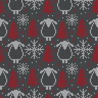 Knitted Christmas and New Year pattern. Wool Knitting Sweater Design. Wallpaper wrapping paper textile print. Eps 10 vector