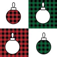 Christmas ball pattern at Buffalo Plaid. Festive background for design and print vector