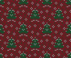 Knitted Christmas and New Year pattern. Wool Knitting Sweater Design. Wallpaper wrapping paper textile print. vector