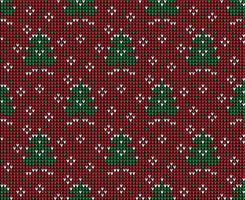 Knitted Christmas and New Year pattern. Wool Knitting Sweater Design. Wallpaper wrapping paper textile print. vector