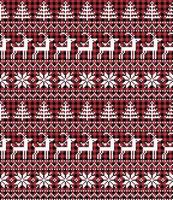 Christmas and New Year pattern at Buffalo Plaid. Festive background for design and print vector