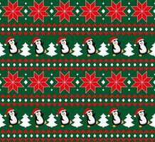 Merry Christmas seamless pattern with penguins,in vector. vector
