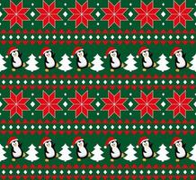 Merry Christmas seamless pattern with penguins,in vector. vector