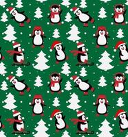 Merry Christmas seamless pattern with penguins,in vector. vector