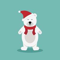 oso polar con bufanda roja.vector de dibujos animados lindo charcter.concepto de navidad.perfecto para navidad y tarjeta de felicitación de año nuevo esp10 vector