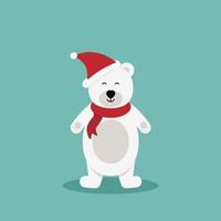 polar bear with red scarf.Vector cute cartoon charcter.Chrismas concept.Perfect for christmas and NewYear greeting card ESP10 vector