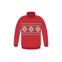 Vector ugly sweaters for Christmas party. Knitted jumpers with winter patterns esp
