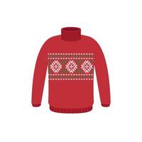 Vector ugly sweaters for Christmas party. Knitted jumpers with winter patterns esp