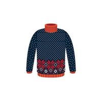 Vector ugly sweaters for Christmas party. Knitted jumpers with winter patterns esp