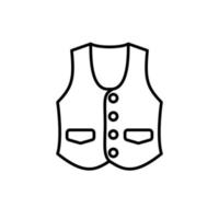 Outline, simple vector vest icon isolated on white background.