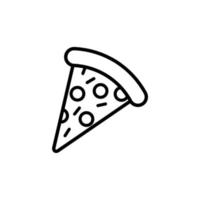 Outline, simple vector pizza icon isolated on white background.