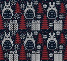 Knitted Christmas and New Year pattern. Wool Knitting Sweater Design. Wallpaper wrapping paper textile print. Eps 10 vector