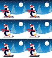Cute penguin in Christmas and New Year winter seamless pattern. vector