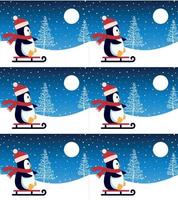 Cute penguin in Christmas and New Year winter seamless pattern. vector