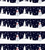 Abstracción de invierno de patrones sin fisuras feliz navidad. fondo del bosque banner horizontal sin fin. elementos decorativos de papel dibujados a mano, ilustración vectorial. vector