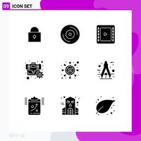 Stock Vector Icon Pack of 9 Line Signs and Symbols for architect money cinematography seo optimization Editable Vector Design Elements