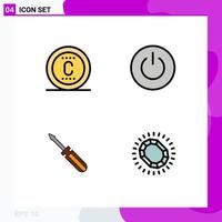 4 Universal Filledline Flat Colors Set for Web and Mobile Applications copyright screw trademark power tool Editable Vector Design Elements
