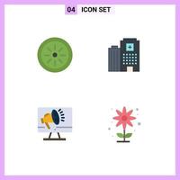 Universal Icon Symbols Group of 4 Modern Flat Icons of food loudspeaker hospital care voice Editable Vector Design Elements
