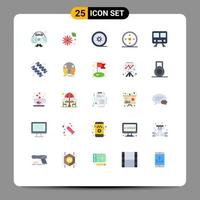 Modern Set of 25 Flat Colors and symbols such as target sport nature focus tape reel Editable Vector Design Elements