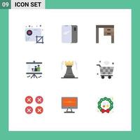 9 Universal Flat Color Signs Symbols of dollar analysis android office furniture Editable Vector Design Elements