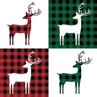 deer pattern at Buffalo Plaid. Festive background for design and print vector